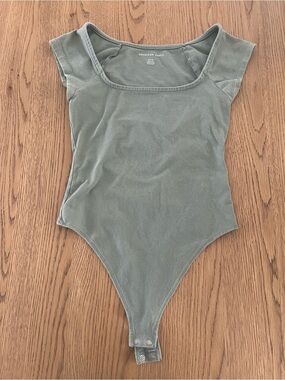 American Eagle Olive Scoop Neck Bodysuit
